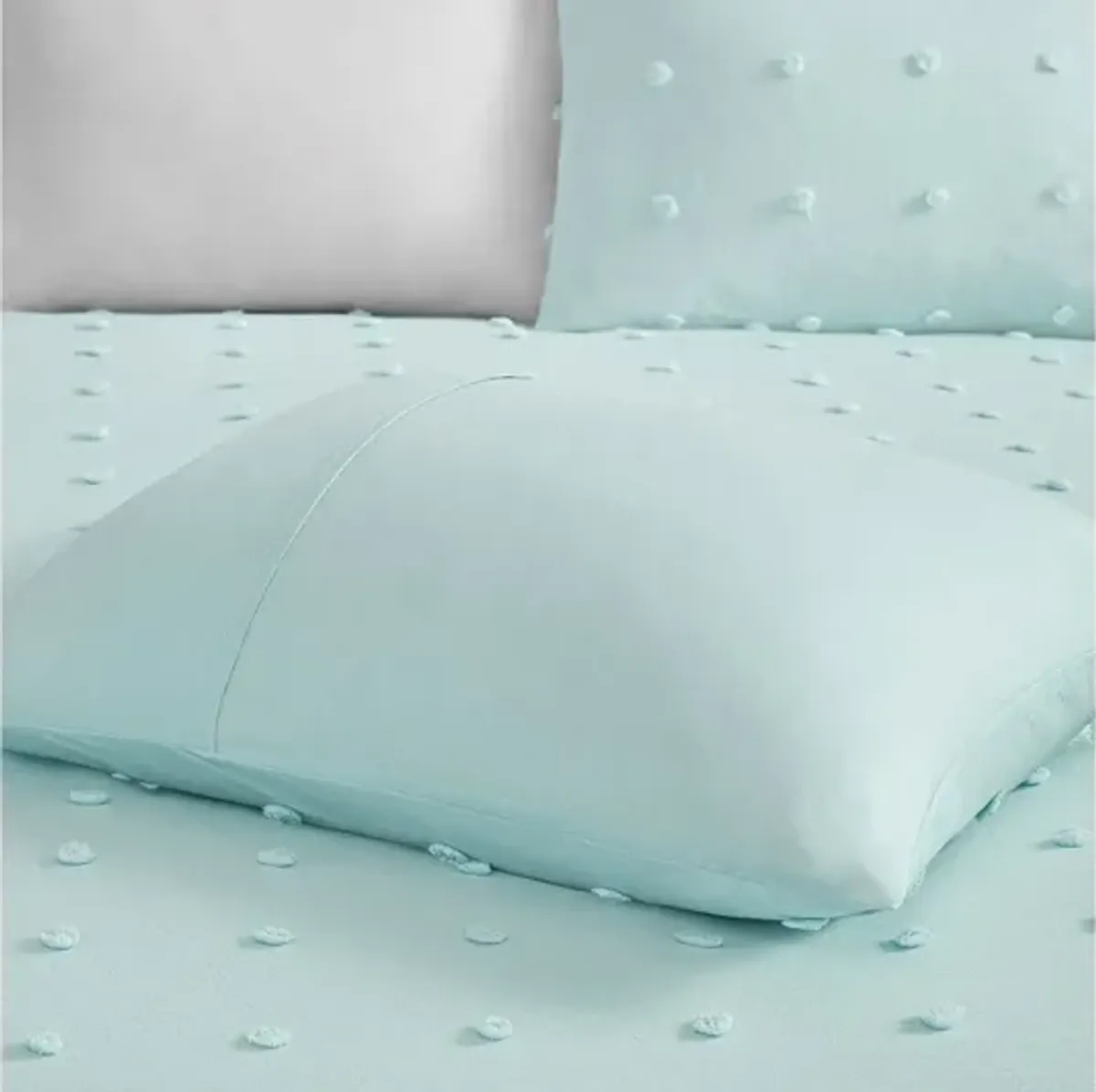 Callie Cotton Jacquard Pom Pom Twin Comforter Set in Aqua