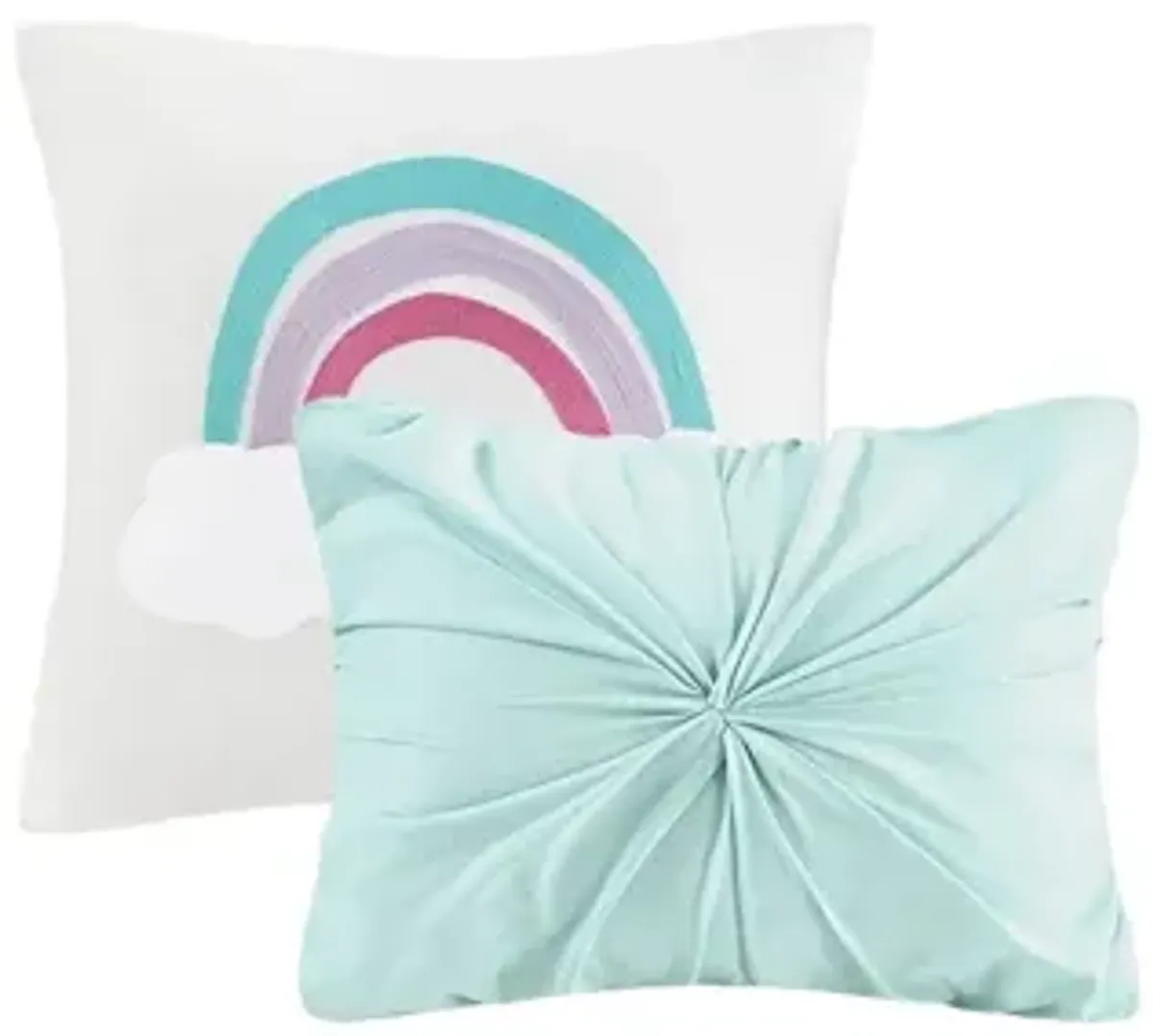 Callie Cotton Jacquard Pom Pom Twin Comforter Set in Aqua