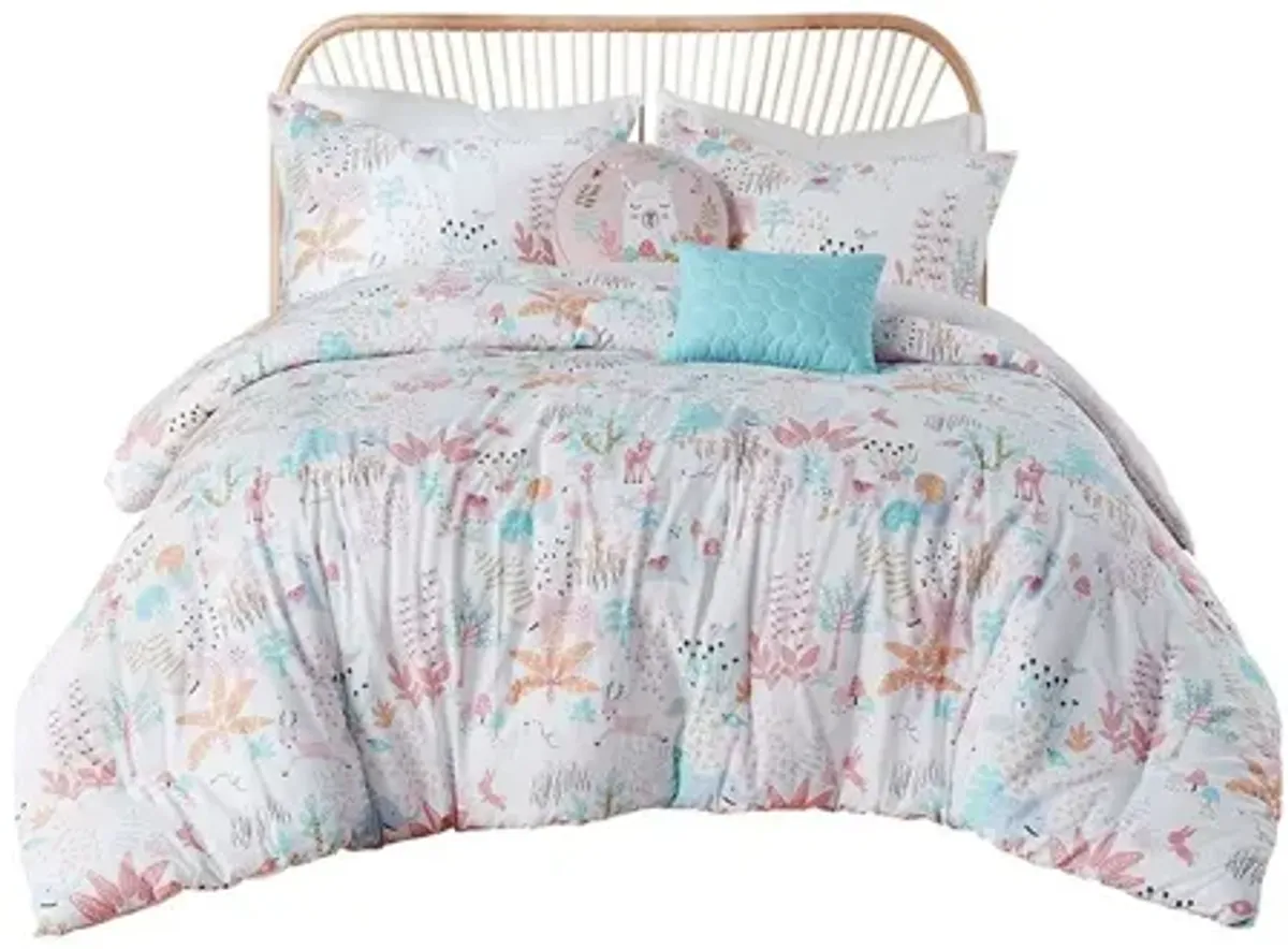 Iris Woodland Animals Cotton Reversible Twin Comforter Set