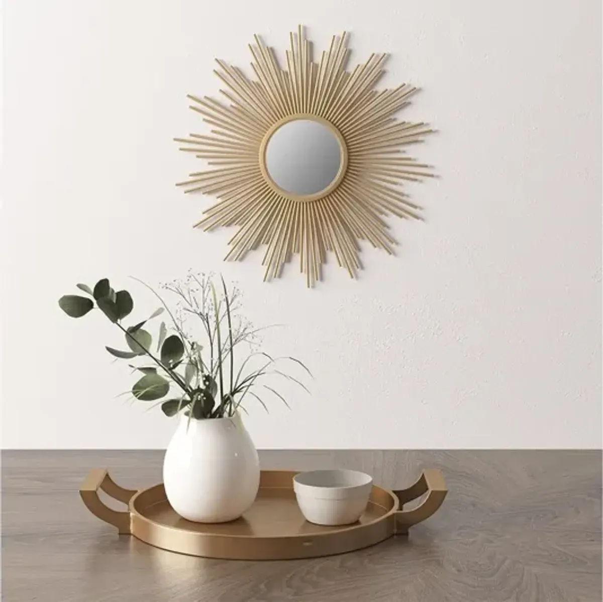 Fiore Small Sunburst Gold Mirror