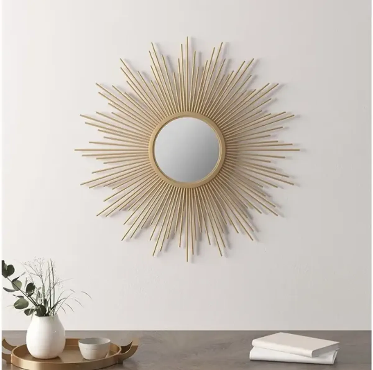 Fiore Small Sunburst Gold Mirror