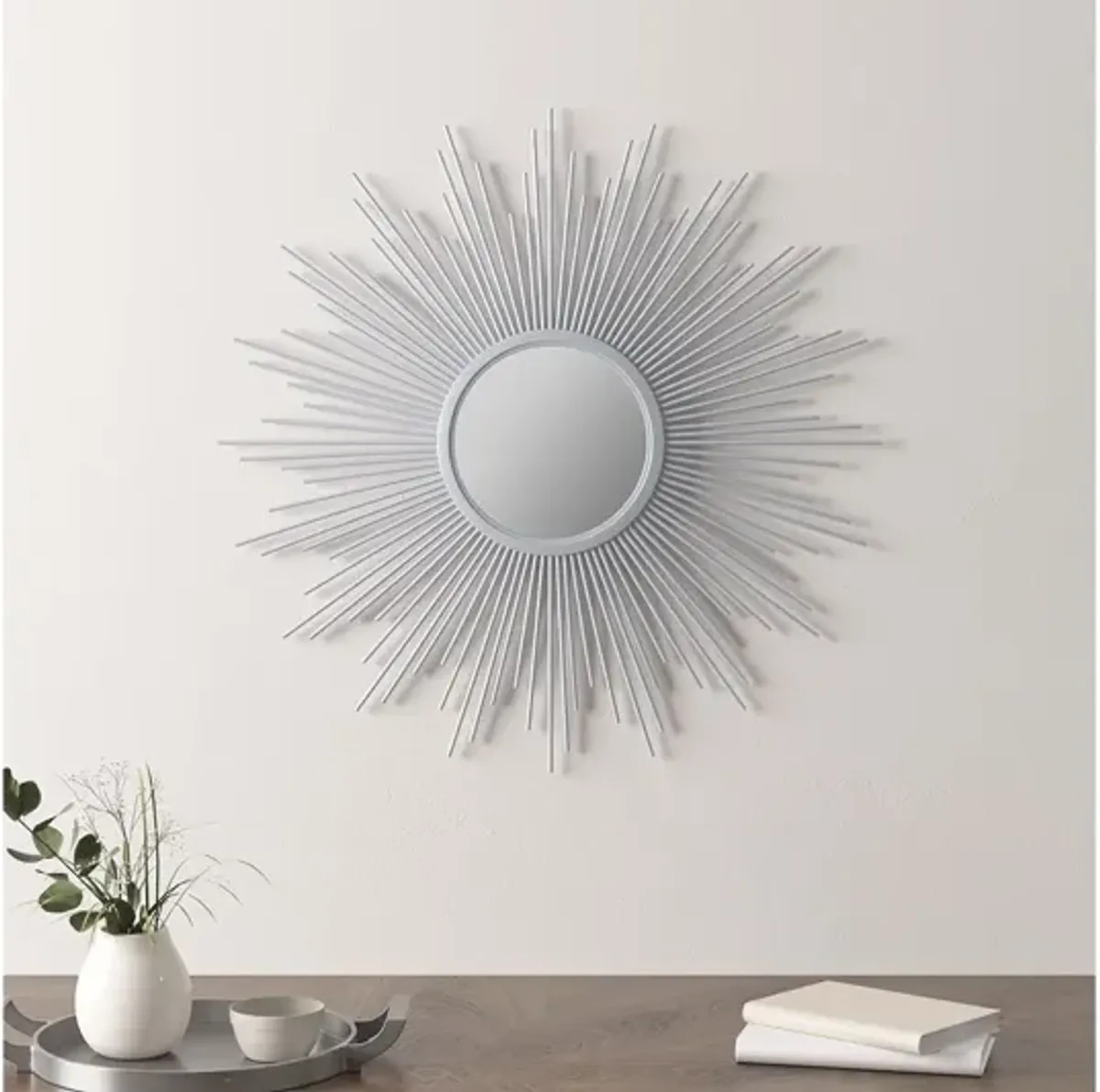 Fiore Large Sunburst Silver Mirror