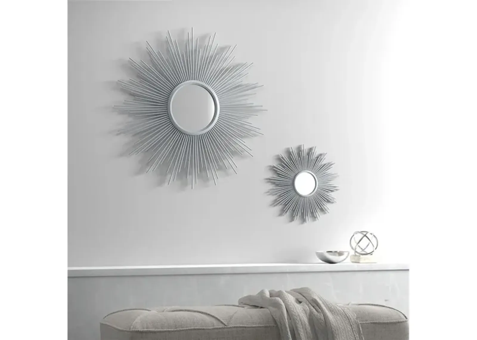 Fiore Large Sunburst Silver Mirror