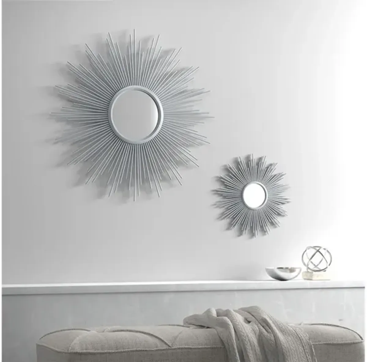 Fiore Large Sunburst Silver Mirror