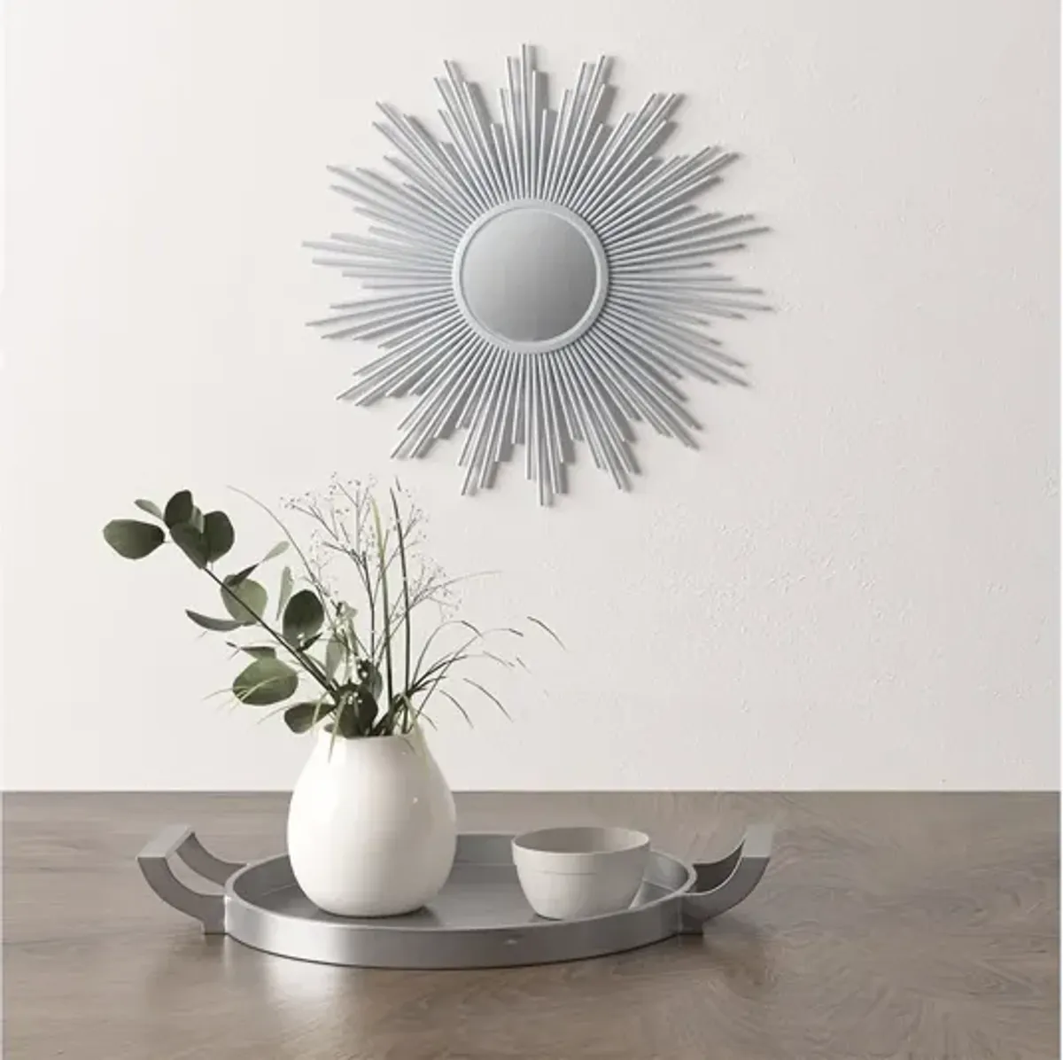 Fiore Large Sunburst Silver Mirror