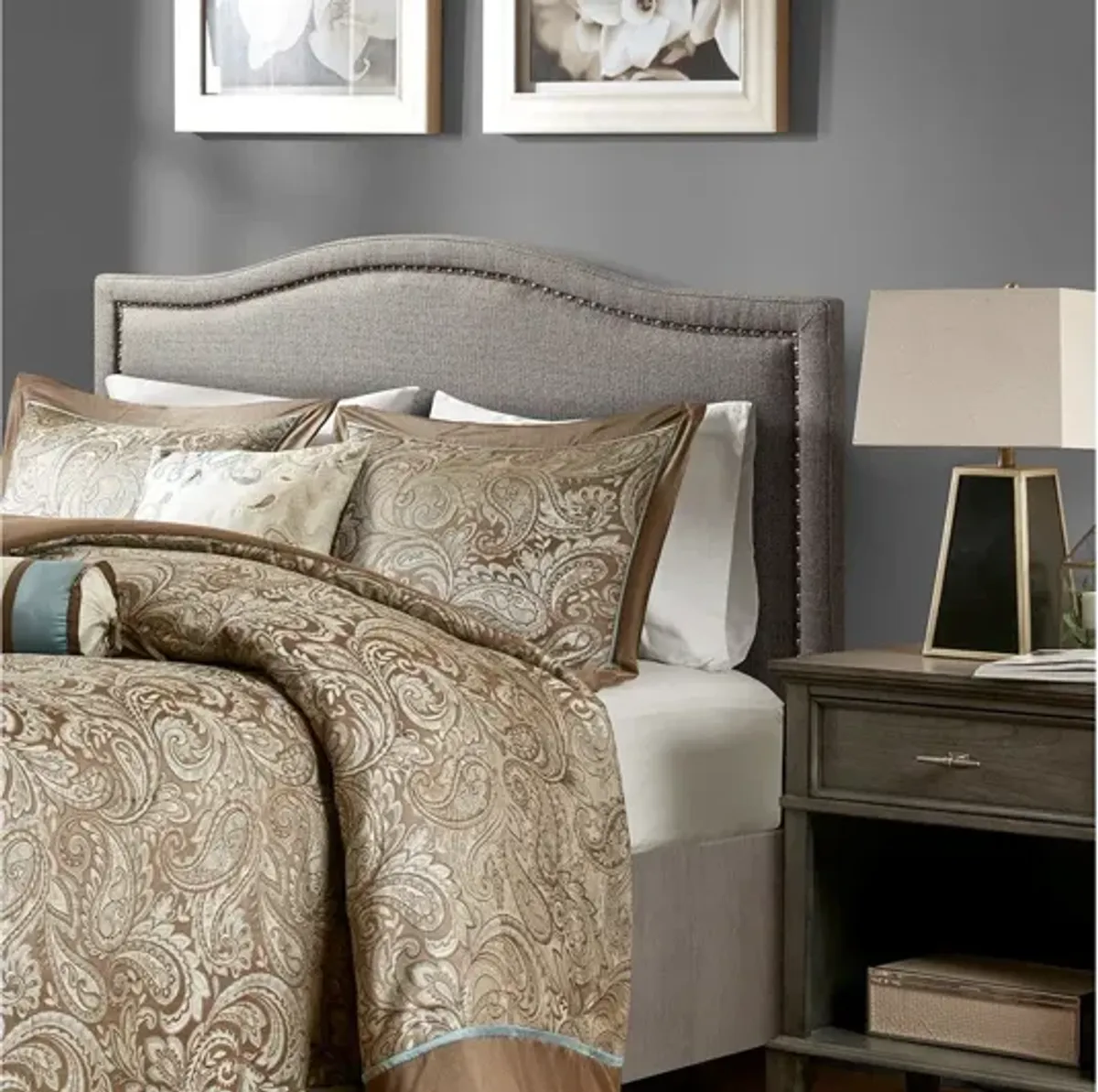 Nadine Upholstered Grey King Headboard