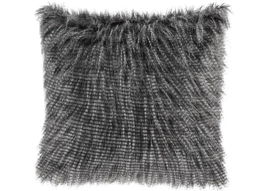 Edina Black Faux Fur Square Pillow