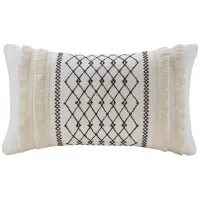 Bea Embroidered Cotton Oblong Pillow with Tassels