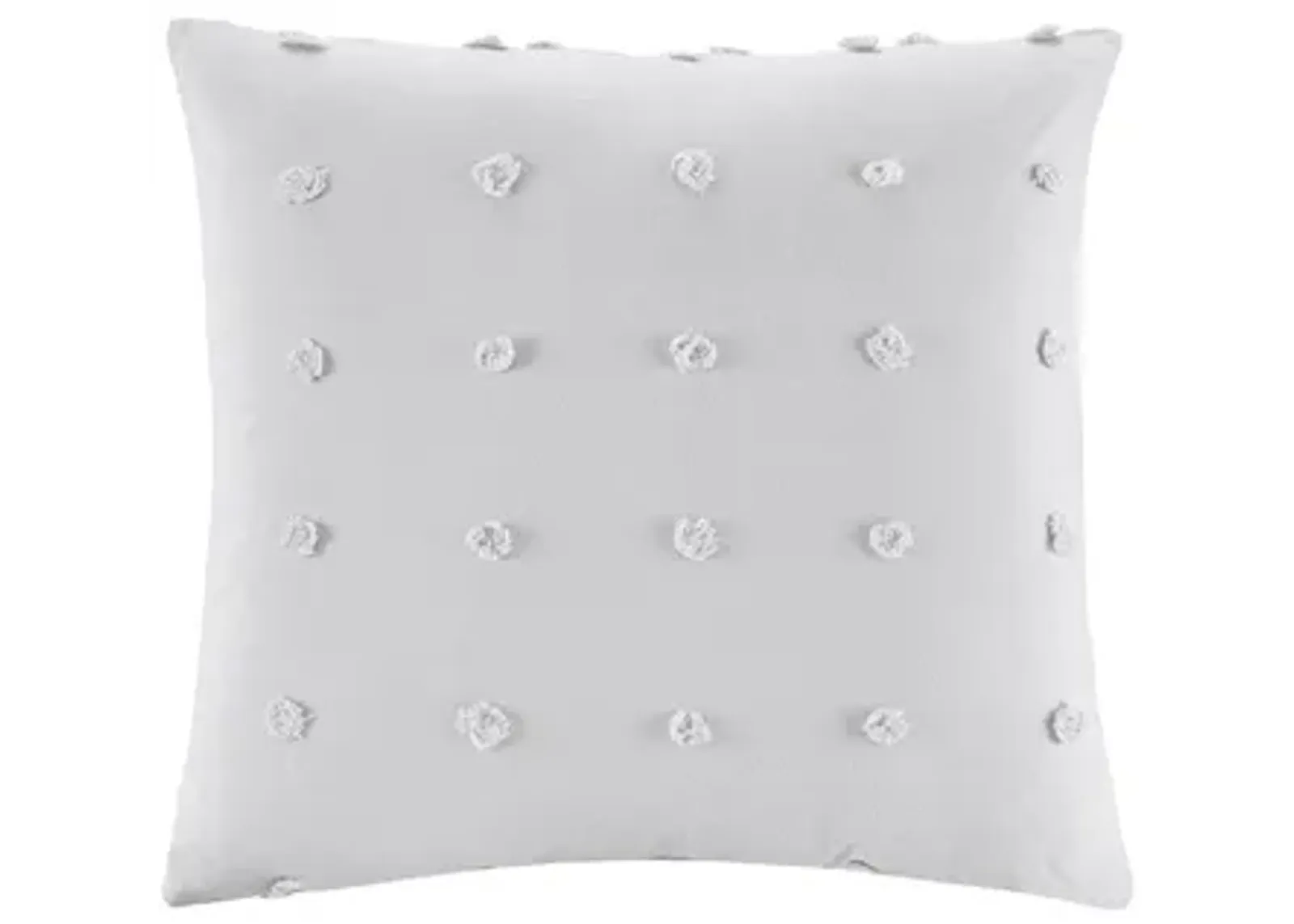 Brookly Grey Cotton Jacquard Pom Pom Square Pillow