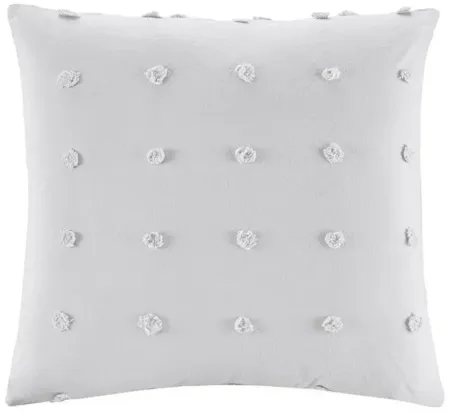 Brookly Grey Cotton Jacquard Pom Pom Square Pillow