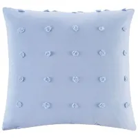 Brookly Indigo Cotton Jacquard Pom Pom Square Pillow