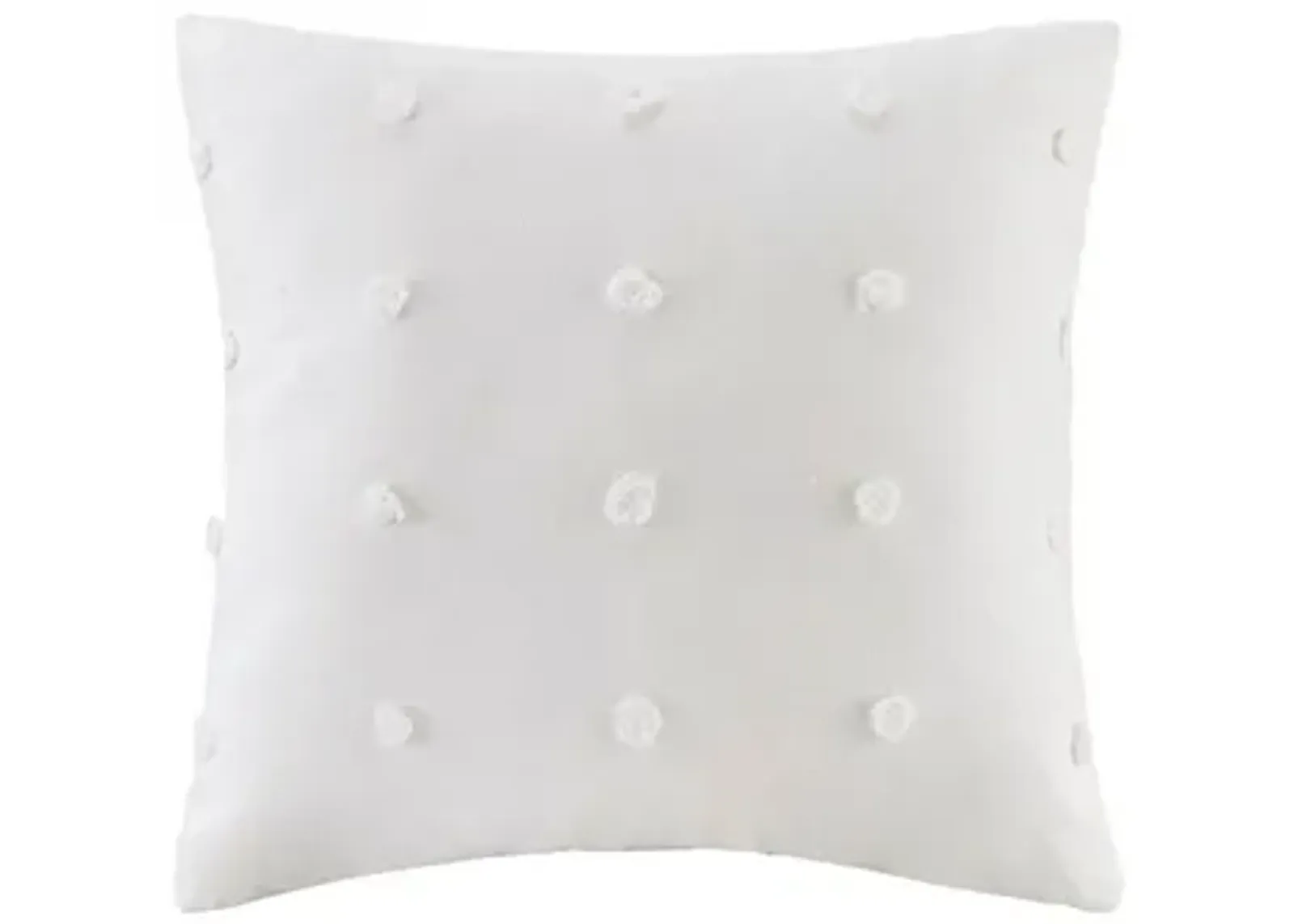 Brookly Ivory Cotton Jacquard Pom Pom Square Pillow