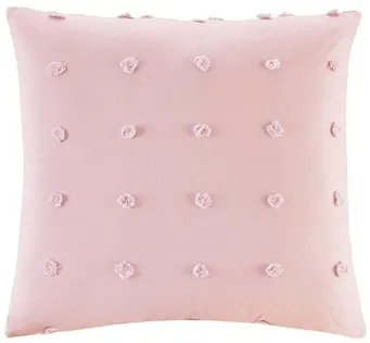 Brookly Pink Cotton Jacquard Pom Pom Square Pillow