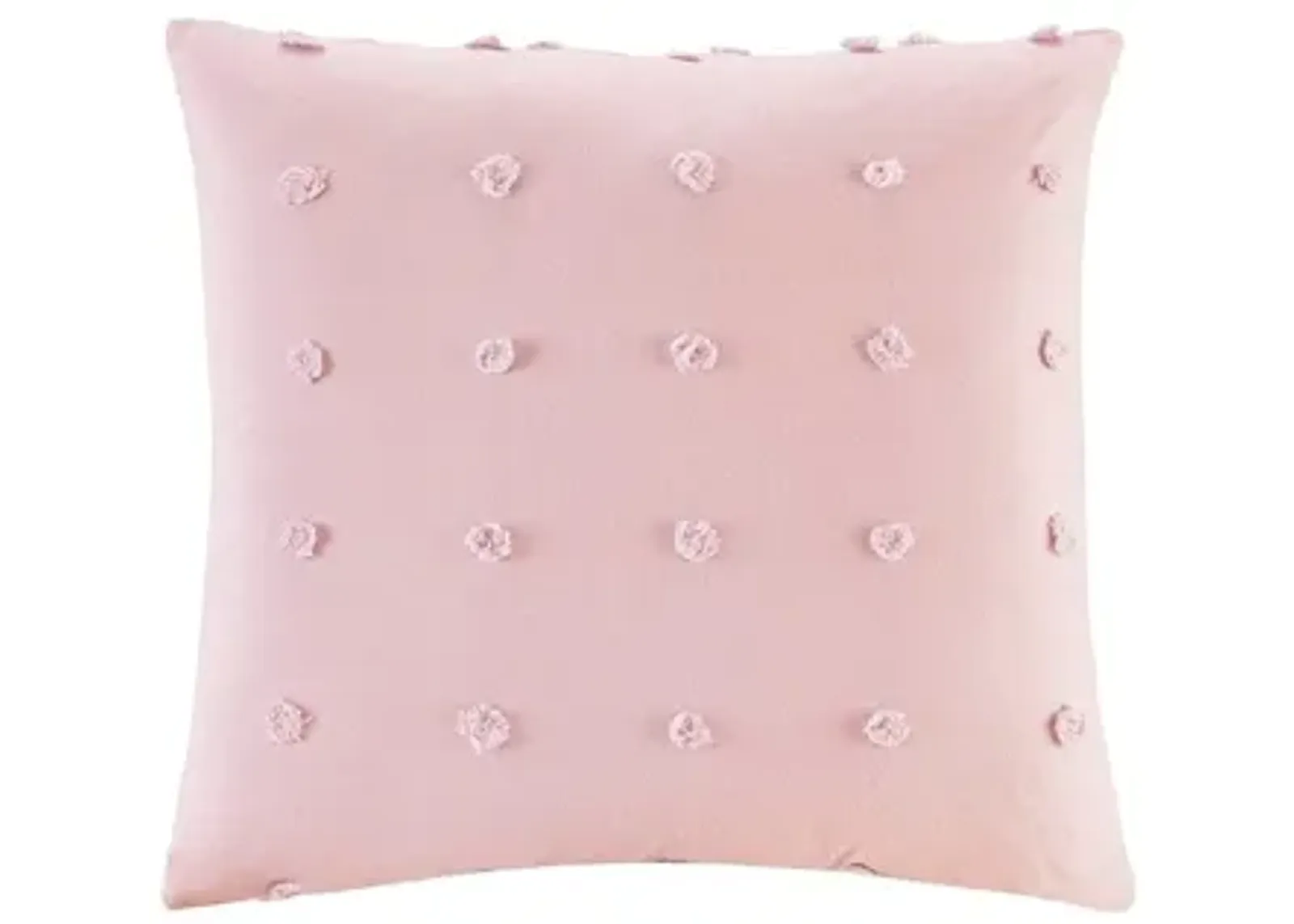 Brookly Pink Cotton Jacquard Pom Pom Square Pillow