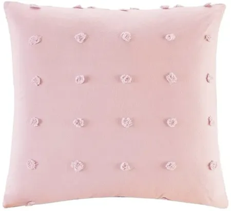 Brookly Pink Cotton Jacquard Pom Pom Square Pillow