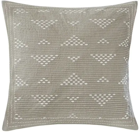 Cario Taupe Embroidered Square Pillow