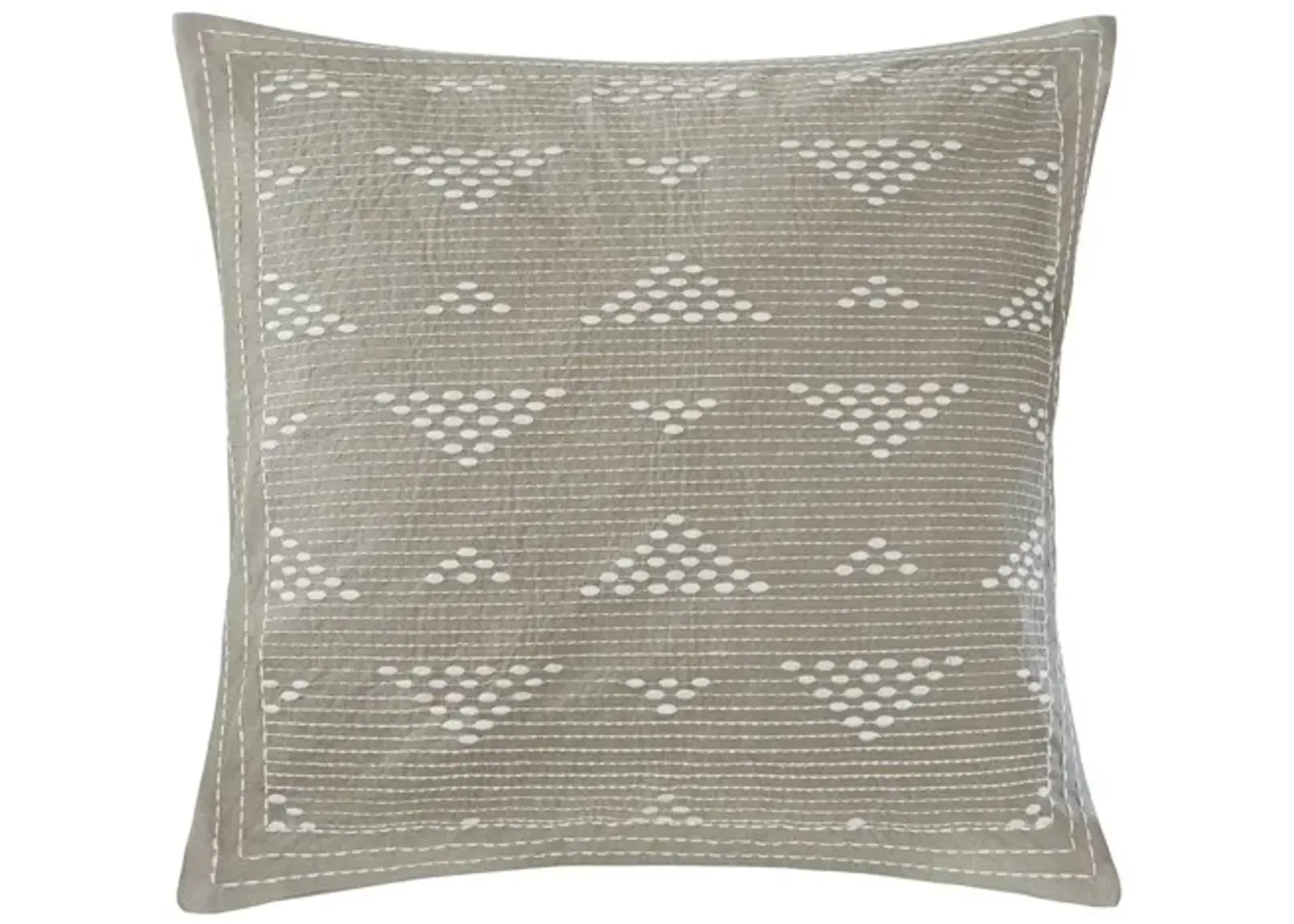 Cario Taupe Embroidered Square Pillow