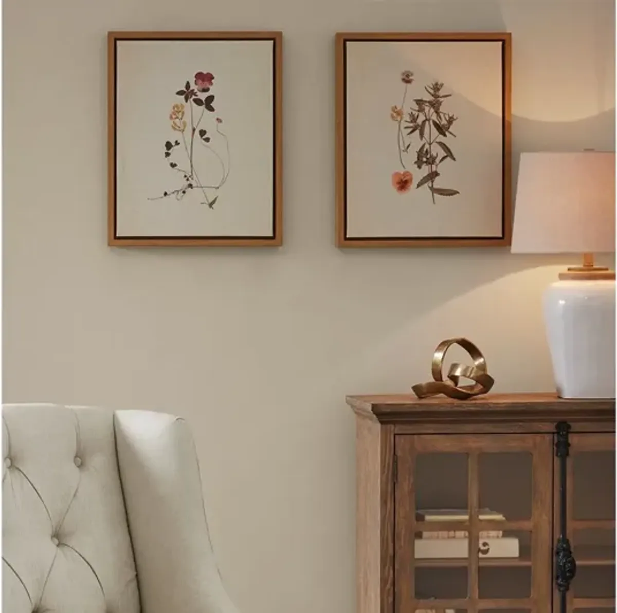 French Herbarium Framed Linen Canvas 2 Piece Set by Martha Stewart