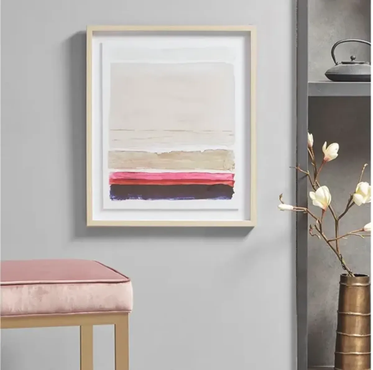 Rothko's Stripes II Framed Glass Wall Art Single Mat by Martha Stewart