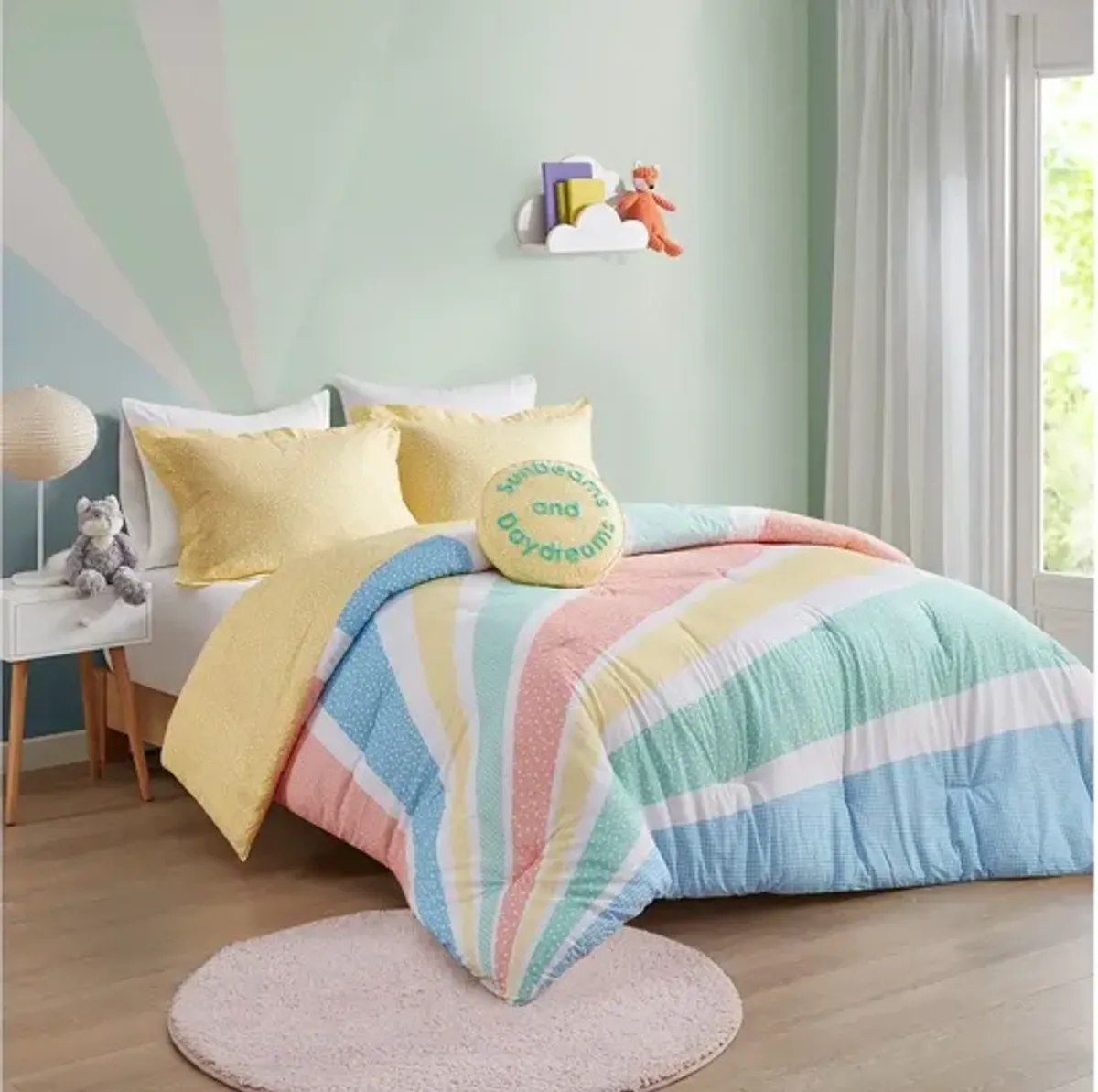 Rory Rainbow Sunburst Reversible Cotton Twin Comforter Set