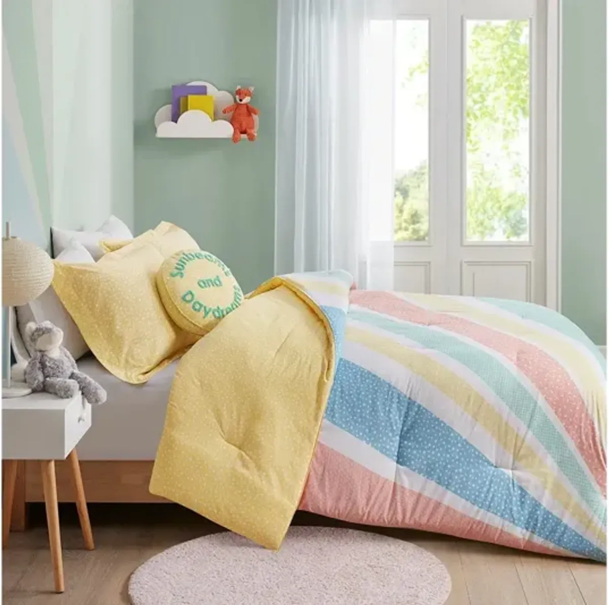 Rory Rainbow Sunburst Reversible Cotton Twin Comforter Set