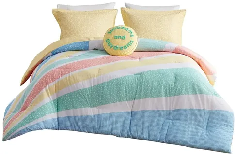 Rory Rainbow Sunburst Reversible Cotton Twin Comforter Set