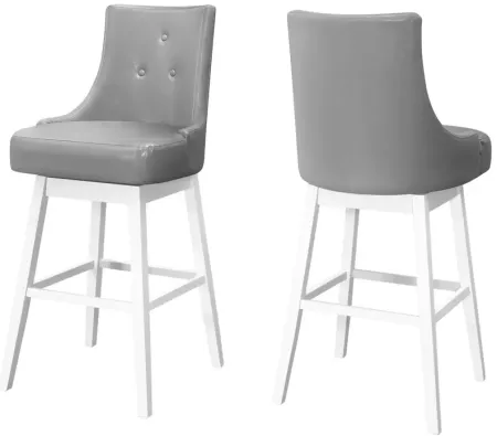 Grey Leather-Look Barstool, Set of 2