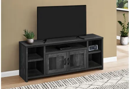 Black Reclaimed Wood-Look TV Stand