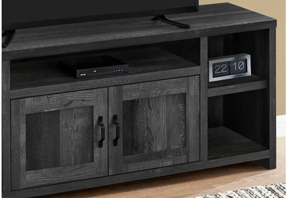 Black Reclaimed Wood-Look TV Stand