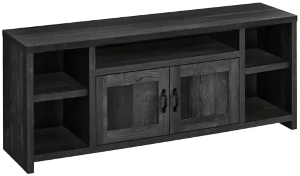 Black Reclaimed Wood-Look TV Stand