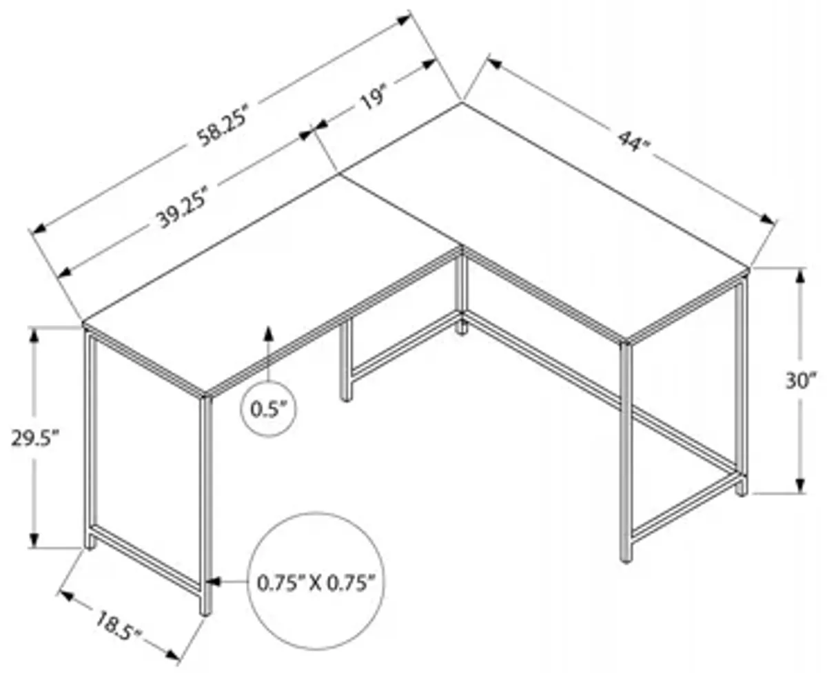 White Marble 58" Corner Computer Desk