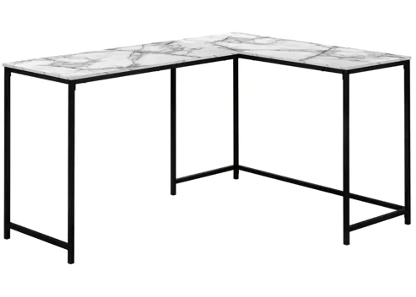 White Marble 58" Corner Computer Desk