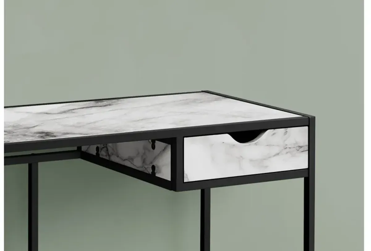 White Marble-look 42" Computer Desk