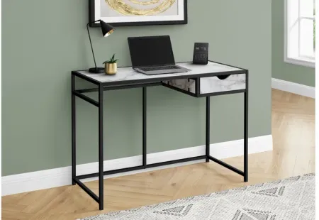 White Marble-look 42" Computer Desk