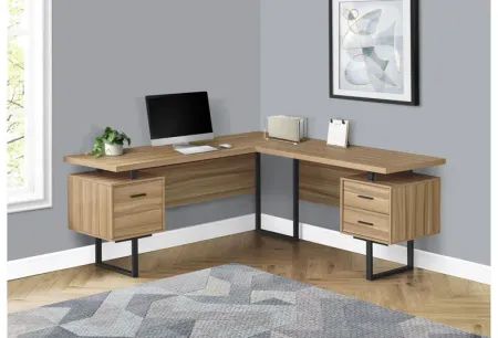 Computer Desk - 70"L / Reclaimed Wood / Black Metal / L/R