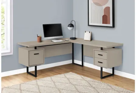 Modern Taupe Corner Computer Desk