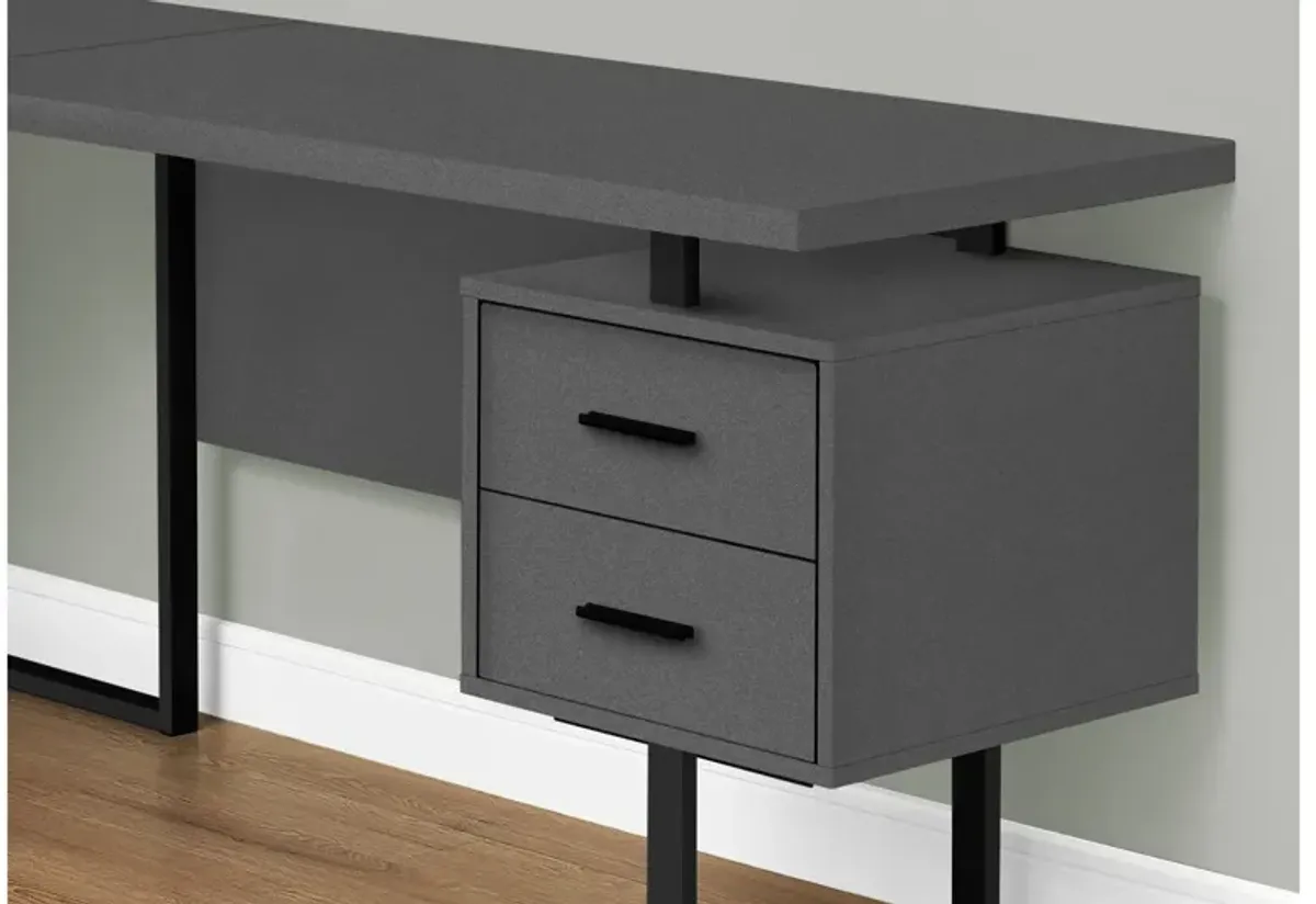 Computer Desk - 70"L / Modern Grey / Black Metal / L/R