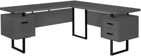 Computer Desk - 70"L / Modern Grey / Black Metal / L/R