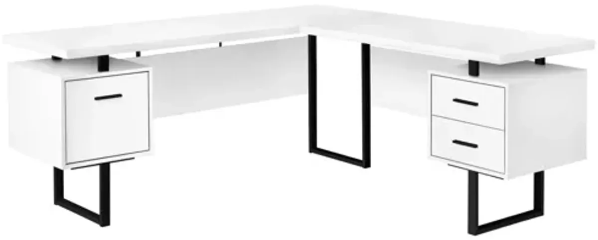 Computer Desk - 70"L / White / Black Metal / L/R Face