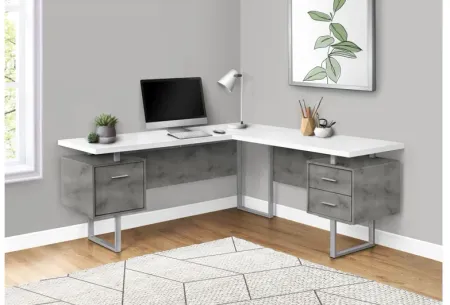 White Concrete 70" Computer Desk