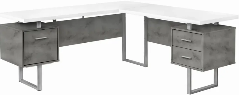 White Concrete 70" Computer Desk
