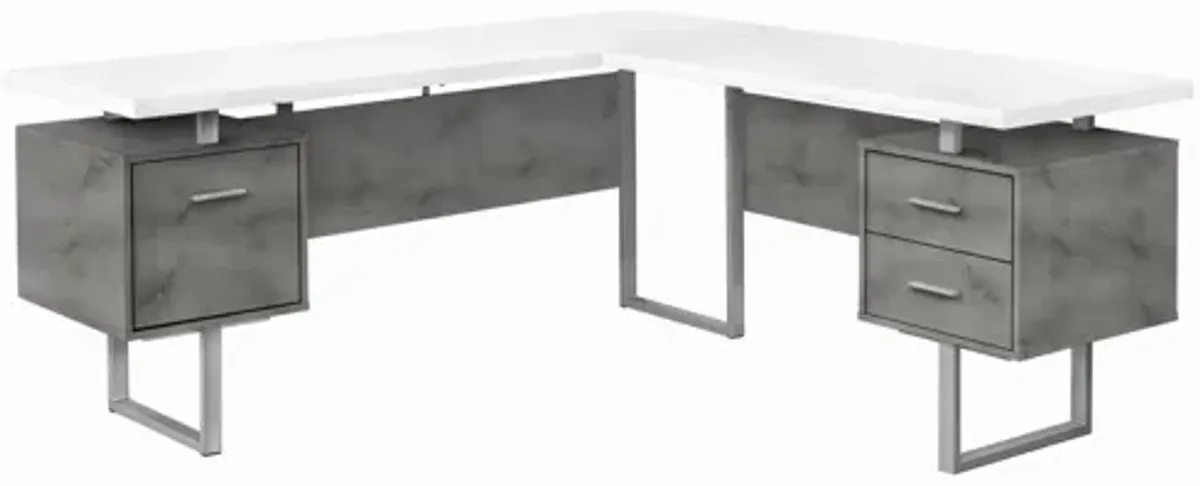 White Concrete 70" Computer Desk