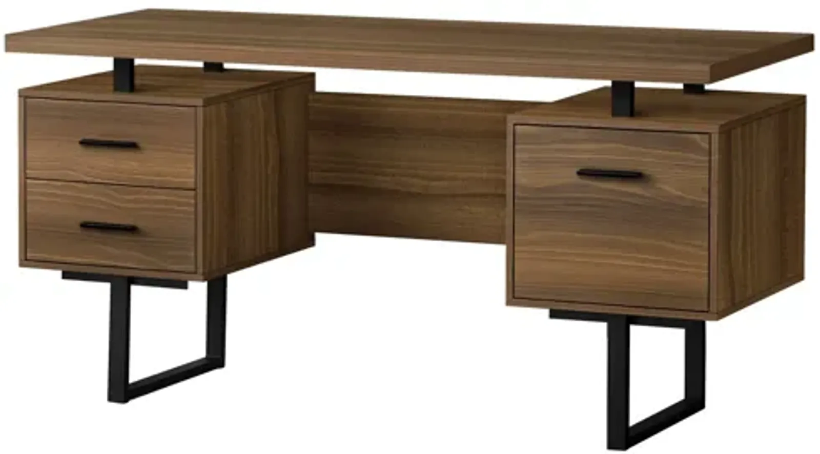 Computer Desk - 60"L / Walnut / Black Metal