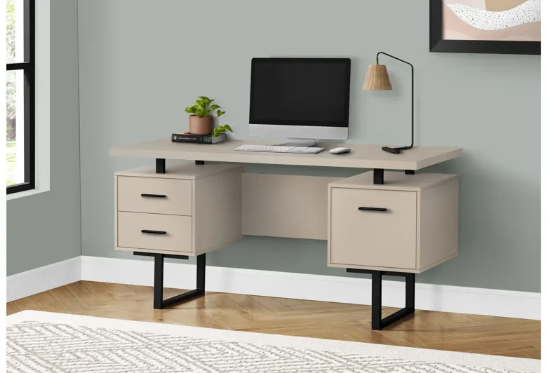 Modern Taupe 60" Computer Desk