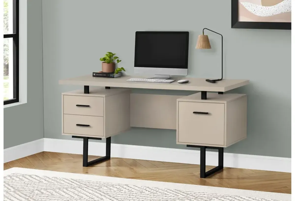 Modern Taupe 60" Computer Desk