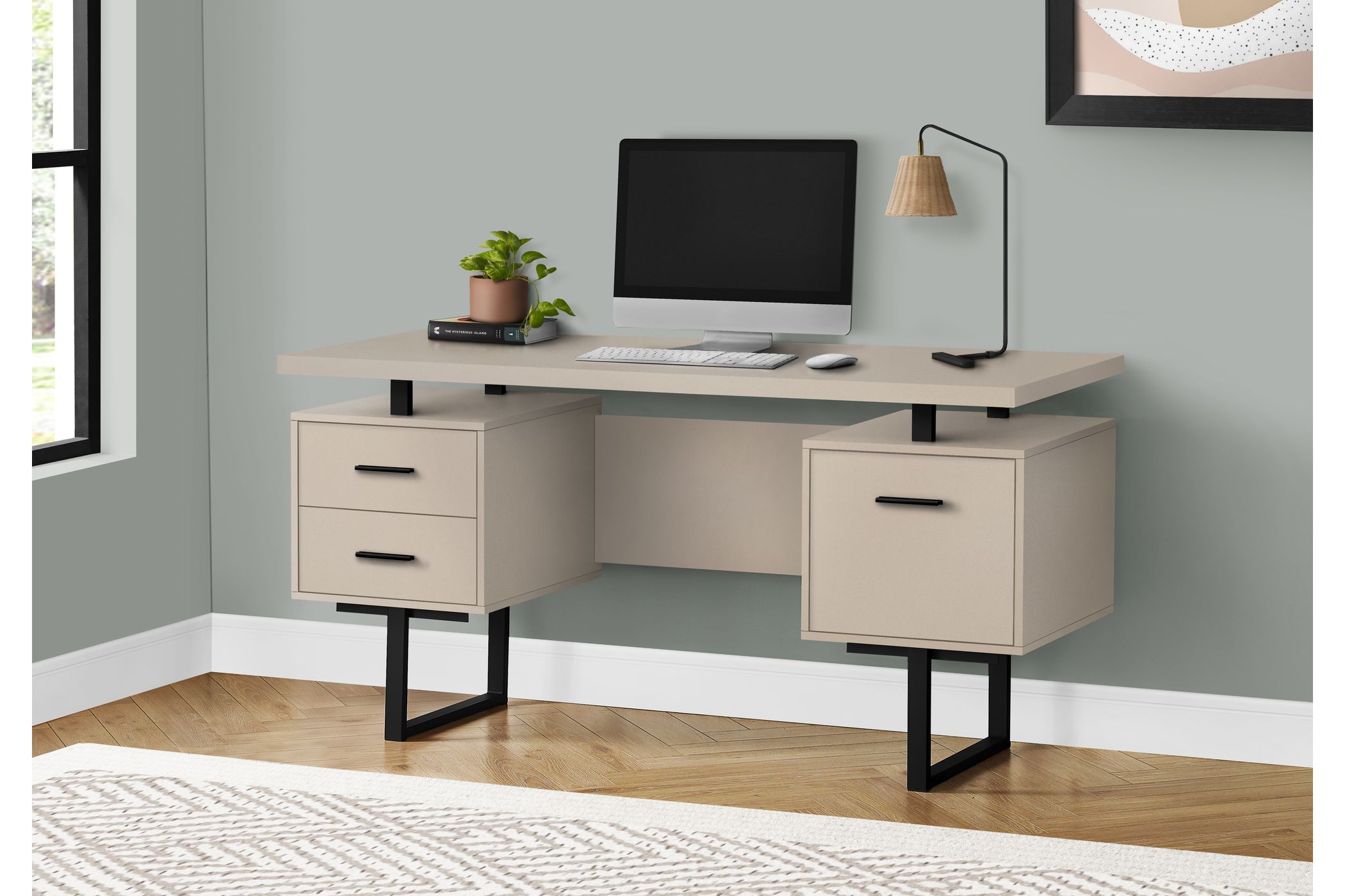 Modern Taupe 60" Computer Desk