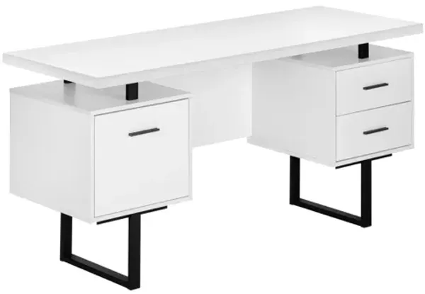 Computer Desk - 60"L / White / Black Metal