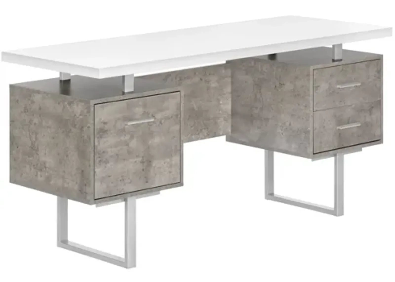 White/Grey Concrete 60" Computer Desk