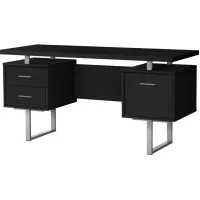 Computer Desk - 60"L / Black / Silver Metal