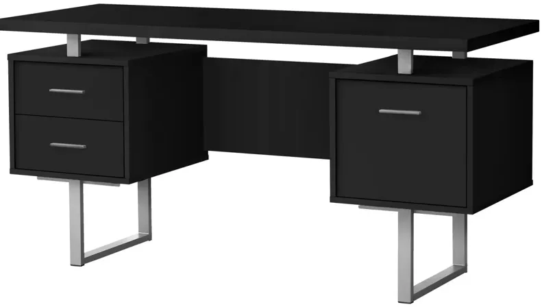 Computer Desk - 60"L / Black / Silver Metal